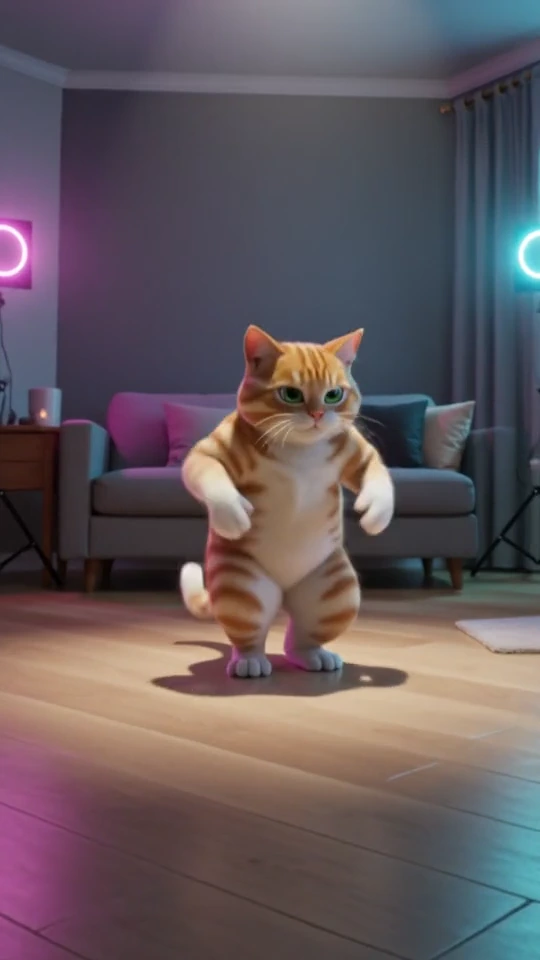 Funny Reel example — A funny vertical cat short made for casual social feeds, starring a chubby orange tabby standing upr